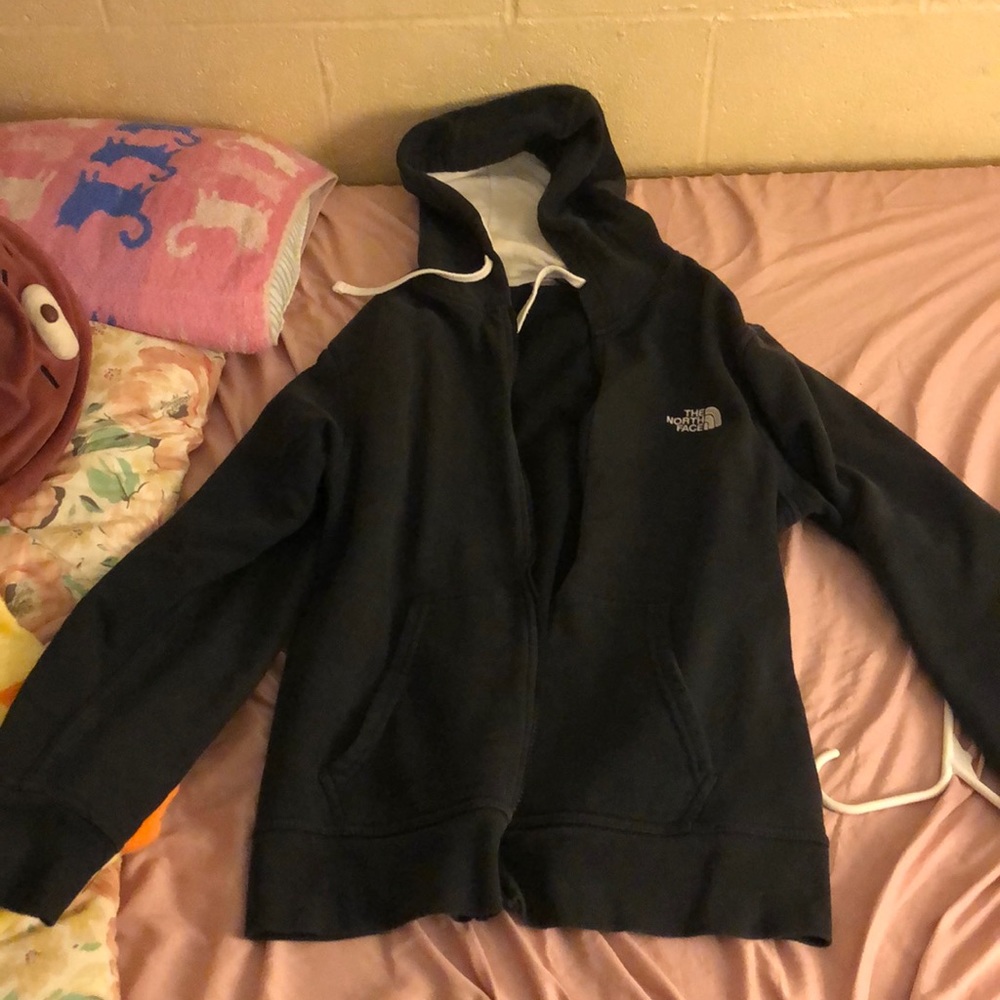 North face oversized black zip up hoodie
